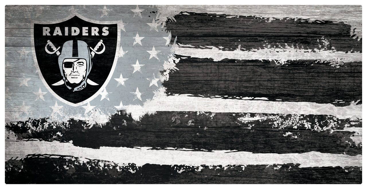 Las Vegas Raiders Team Flag Wooden Sign - Dynasty Sports & Framing 