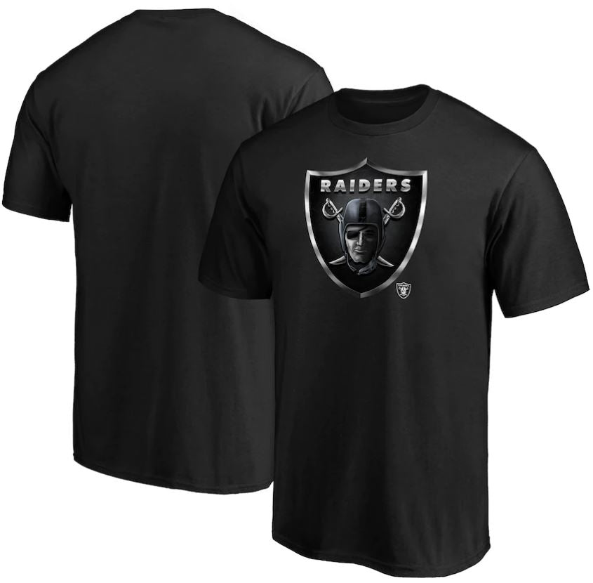 Las Vegas Raiders Midnight Mascot Black Logo T-Shirt - Dynasty Sports & Framing 