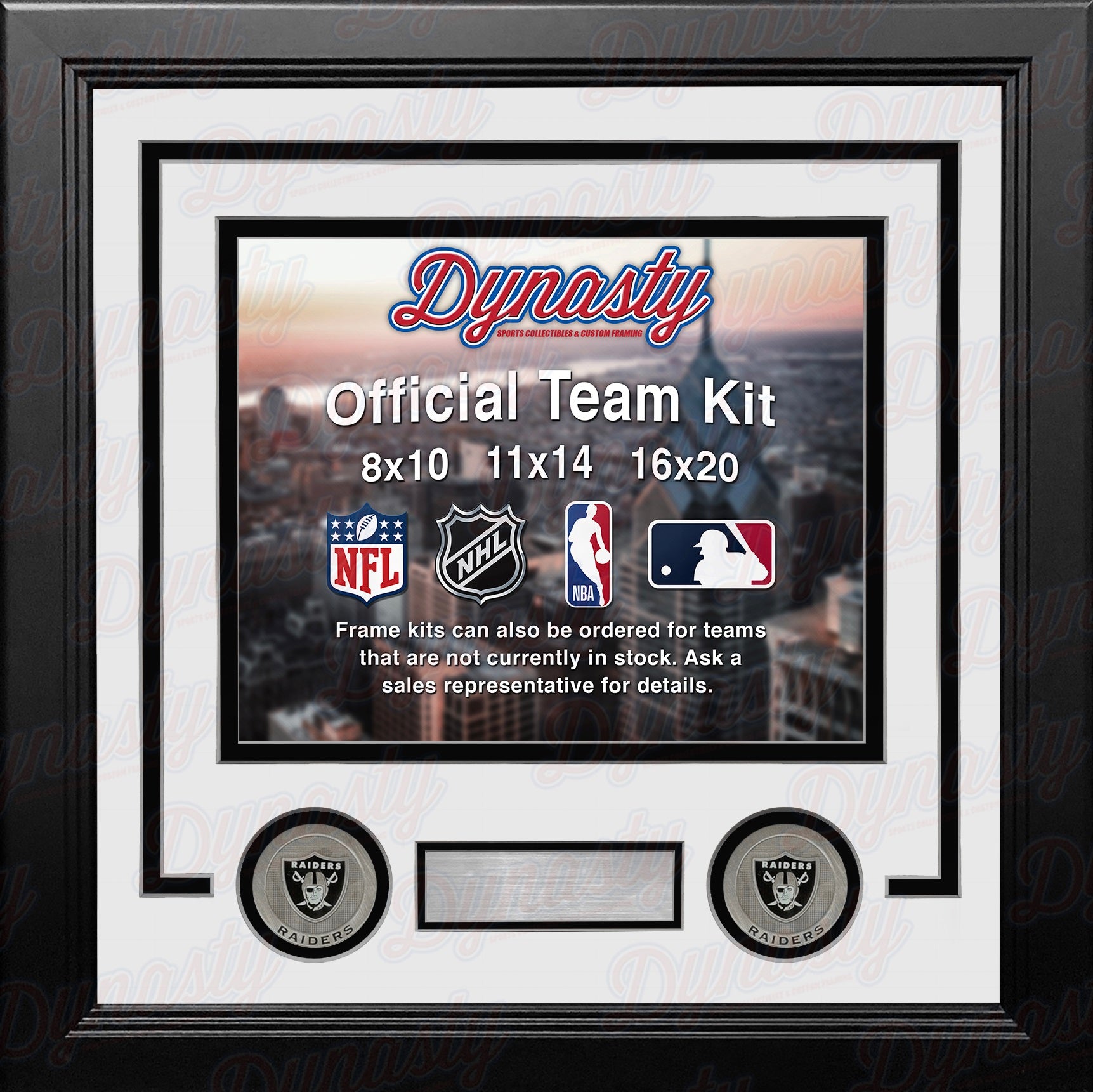 Las Vegas Raiders Custom NFL Football 16x20 Picture Frame Kit (Multiple Colors) - Dynasty Sports & Framing 