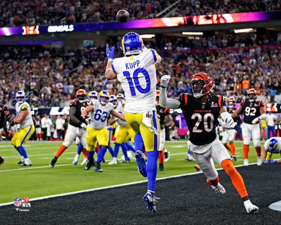 Cooper Kupp Super Bowl LVI Game-Winning Touchdown Los Angeles Rams 8" x 10" Football Photo - Dynasty Sports & Framing 