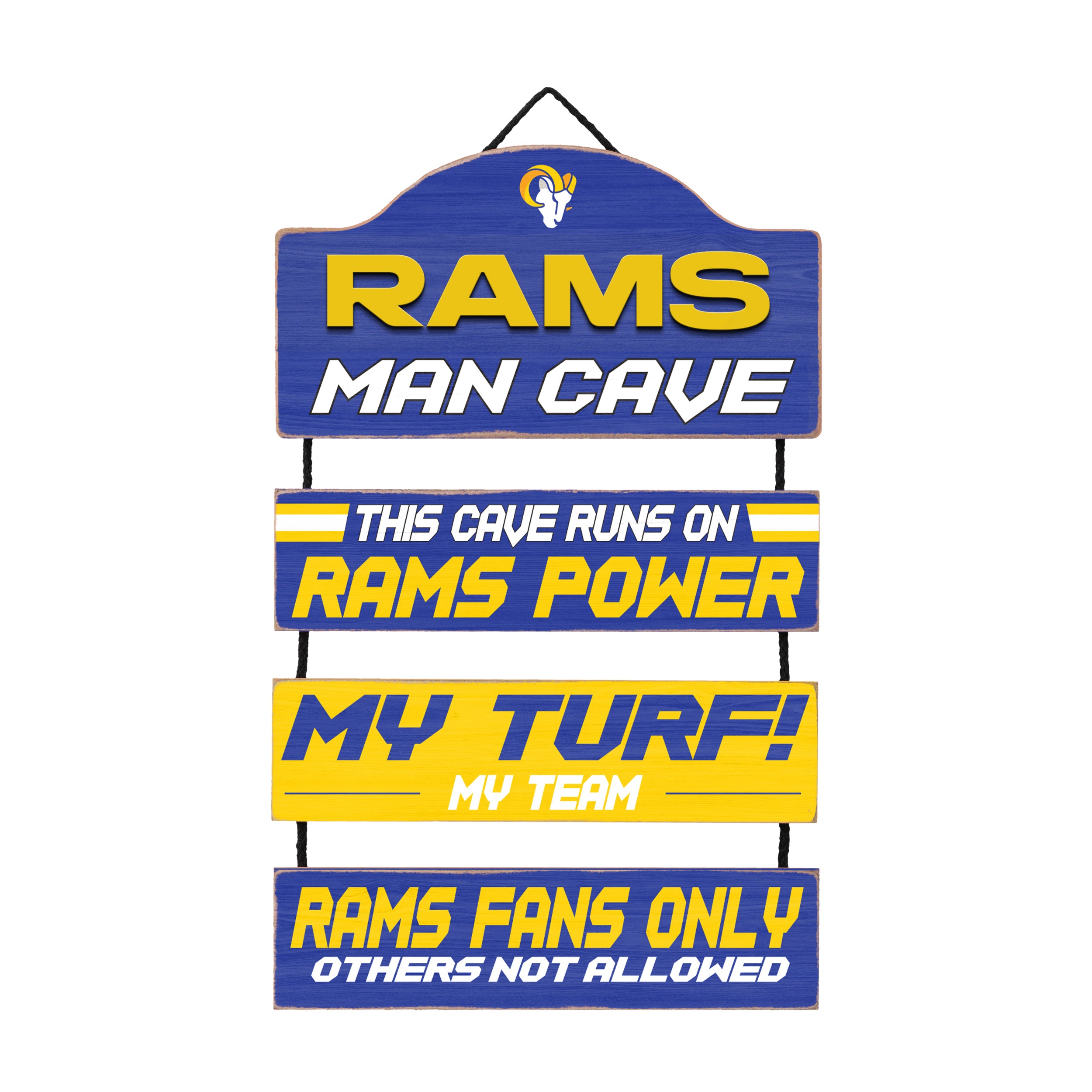Los Angeles Rams Wooden Man Cave Dangle Sign | Football Signs, Banners ...