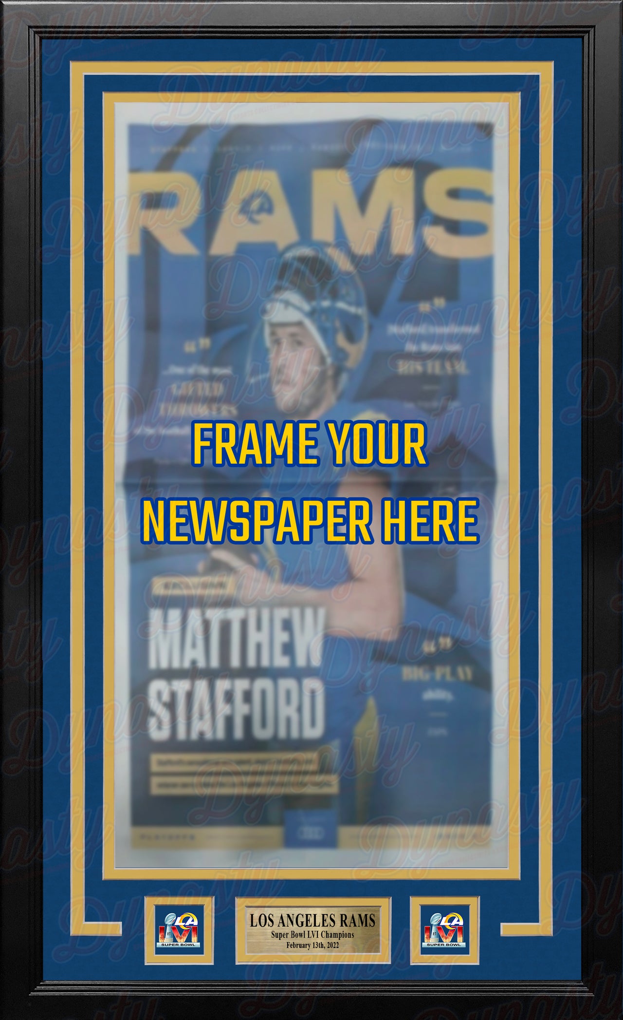 Los Angeles Rams Super Bowl LVI Championship Newspaper Frame Kit - Dynasty Sports & Framing 