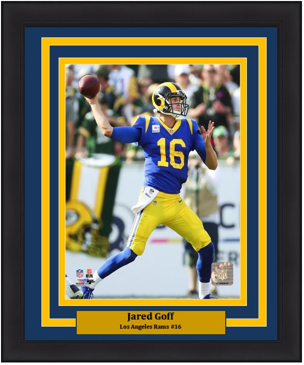 Jared Goff in Action Los Angeles Rams NFL Football 8" x 10" Framed and Matted Photo - Dynasty Sports & Framing 