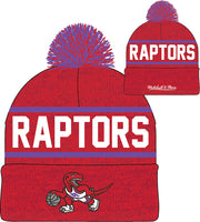 Toronto Raptors Mitchell & Ness Red Hardwood Classics Reload 2.0 Cuffed Knit Hat with Pom - Dynasty Sports & Framing 