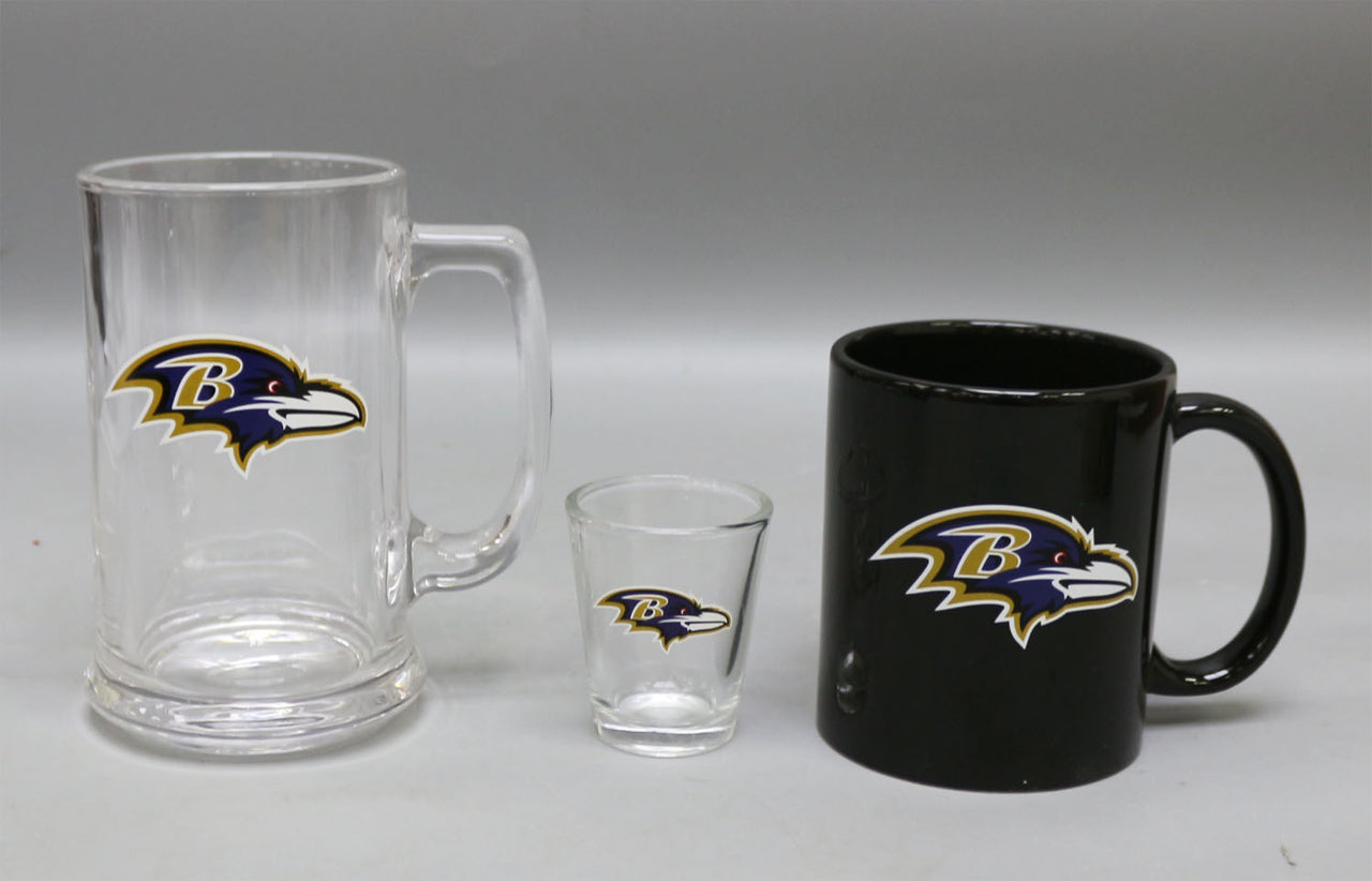 Baltimore Ravens 3-Piece Glassware Gift Set - Dynasty Sports & Framing 