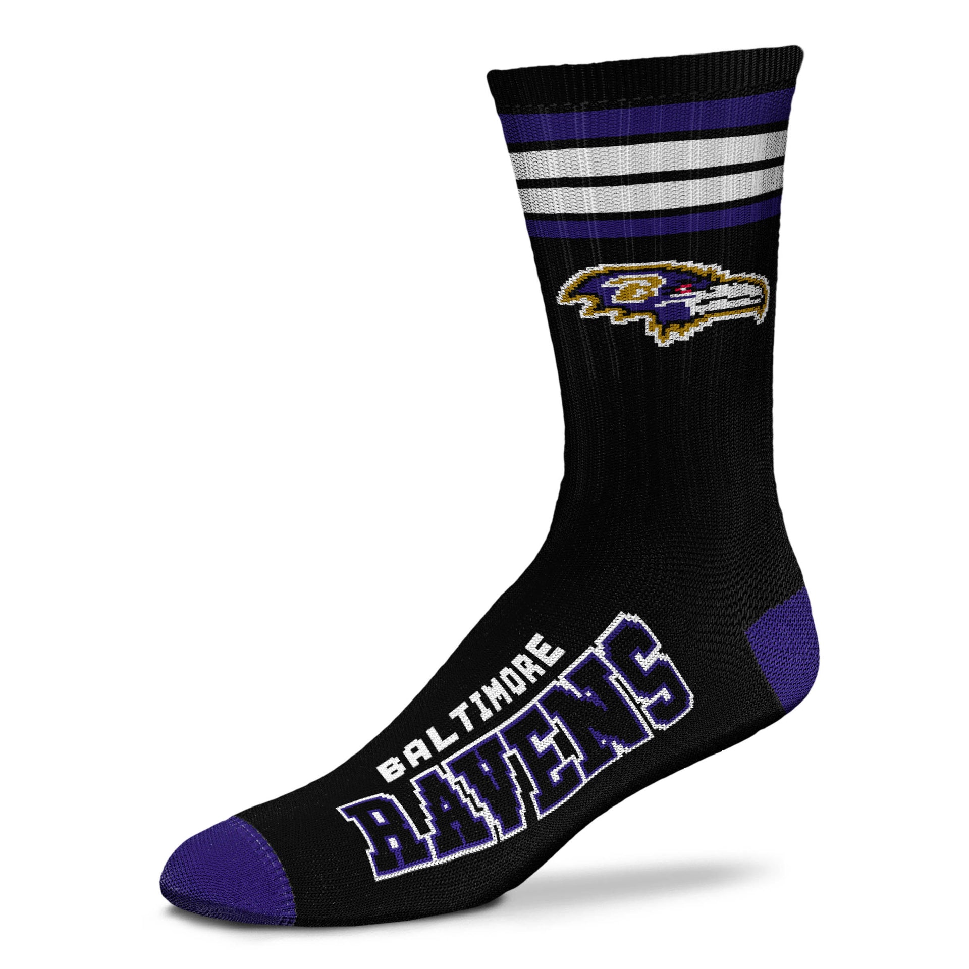 Baltimore Ravens Men's 4 Stripe Alternate Deuce Socks - Dynasty Sports & Framing 