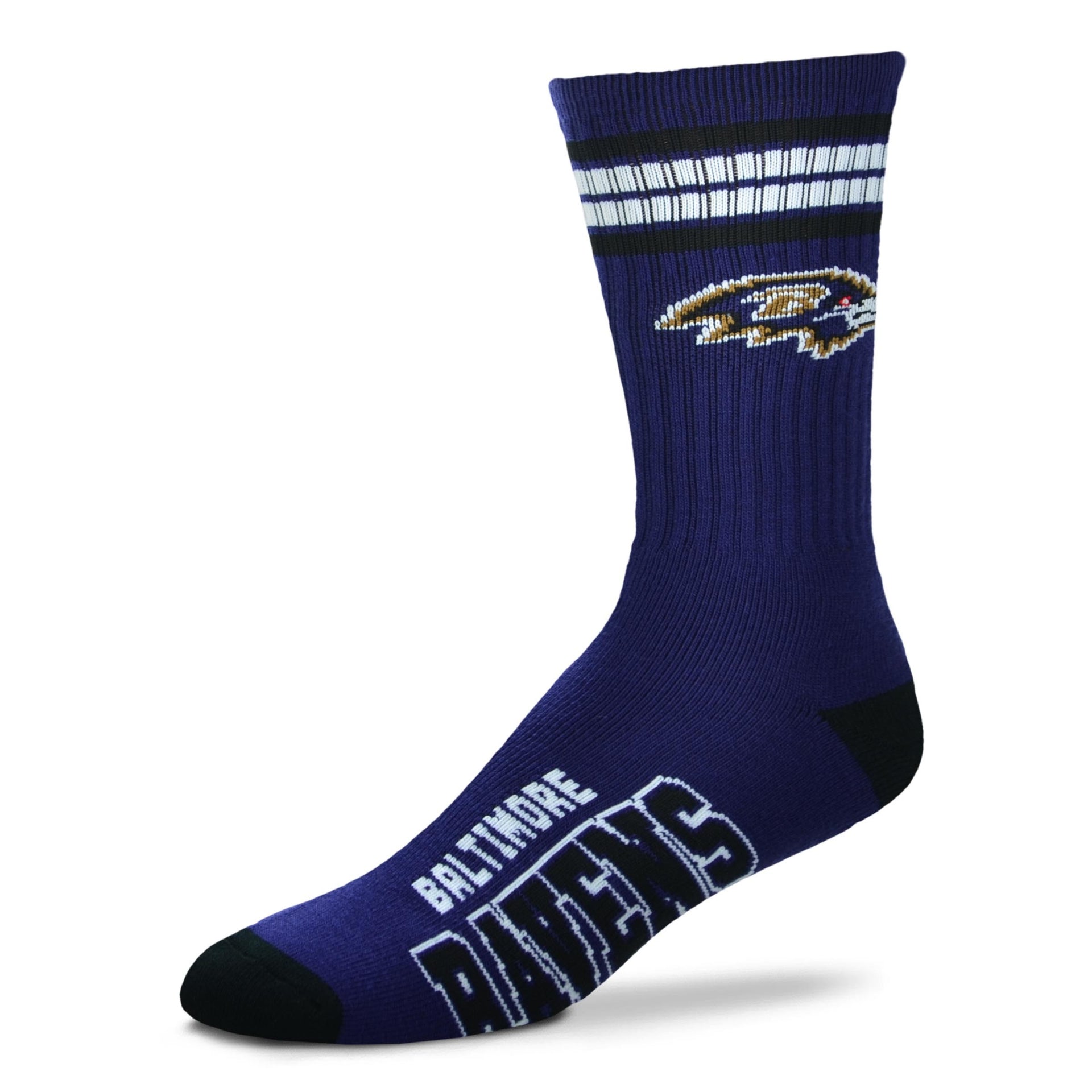 Baltimore Ravens Men's 4 Stripe Deuce Socks - Dynasty Sports & Framing 