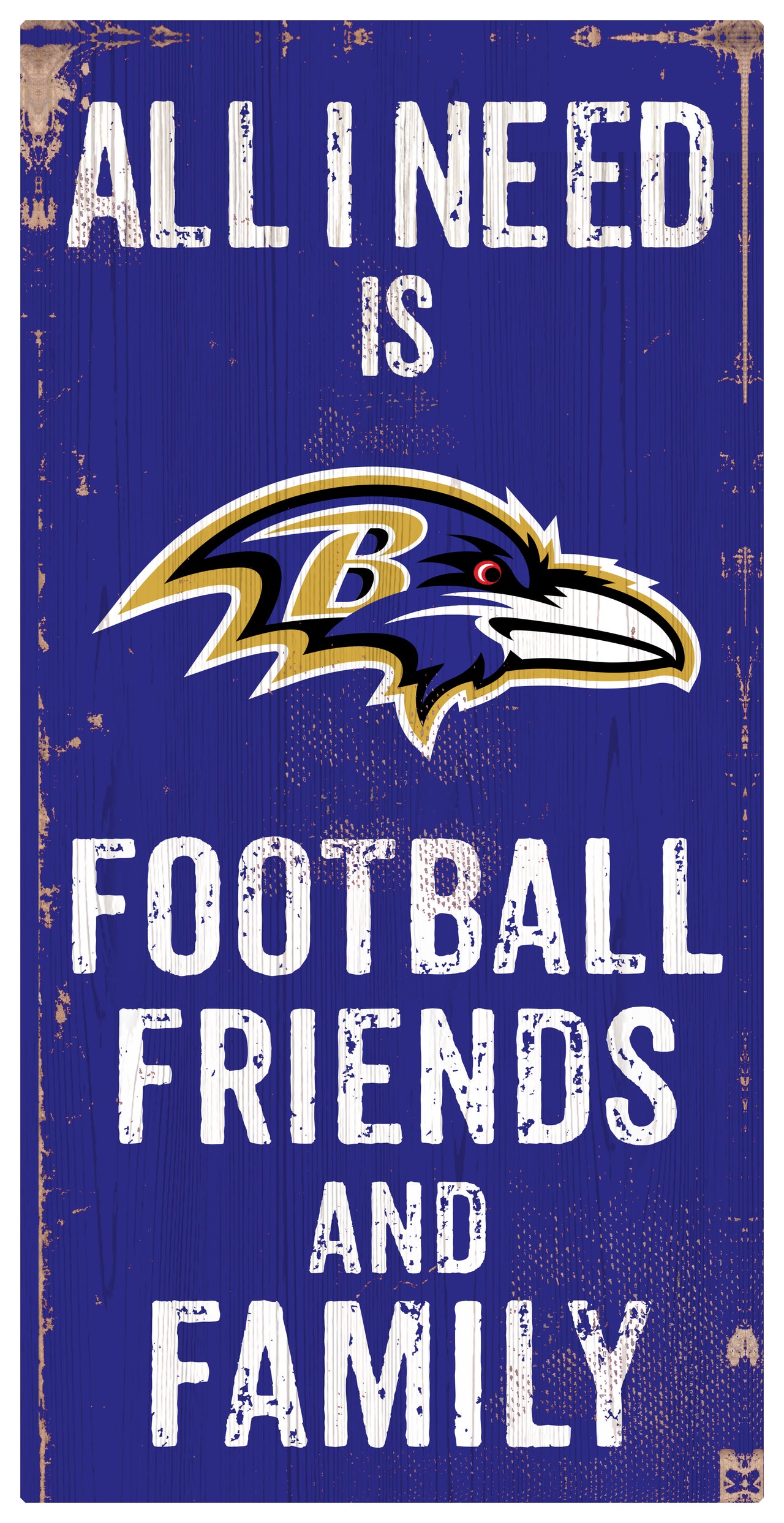 Baltimore Ravens Football, Friends, & Family Wood Sign - Dynasty Sports & Framing 