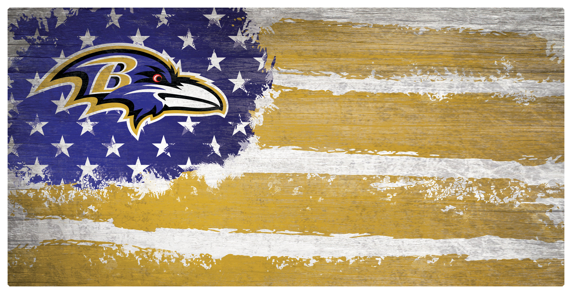 Baltimore Ravens Team Flag Wooden Sign - Dynasty Sports & Framing 