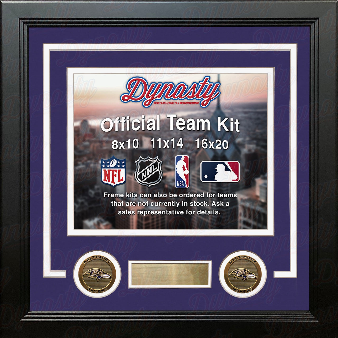 Baltimore Ravens Custom NFL Football 11x14 Picture Frame Kit (Multiple Colors) - Dynasty Sports & Framing 