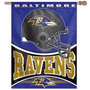 Baltimore Ravens NFL Logo Football Vertical Flag - Dynasty Sports & Framing 