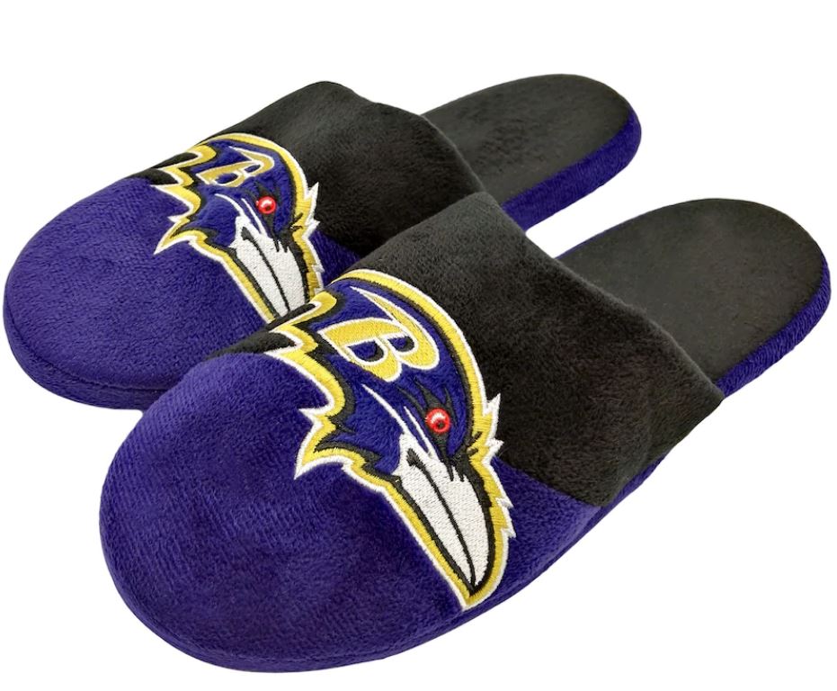 Baltimore Ravens Colorblock Big Logo Slippers - Dynasty Sports & Framing 