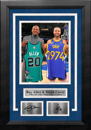 Ray Allen & Steph Curry 3-Point Record-Breaking Celebration 8" x 10" Framed Basketball Photo with Engraved Autographs - Dynasty Sports & Framing 