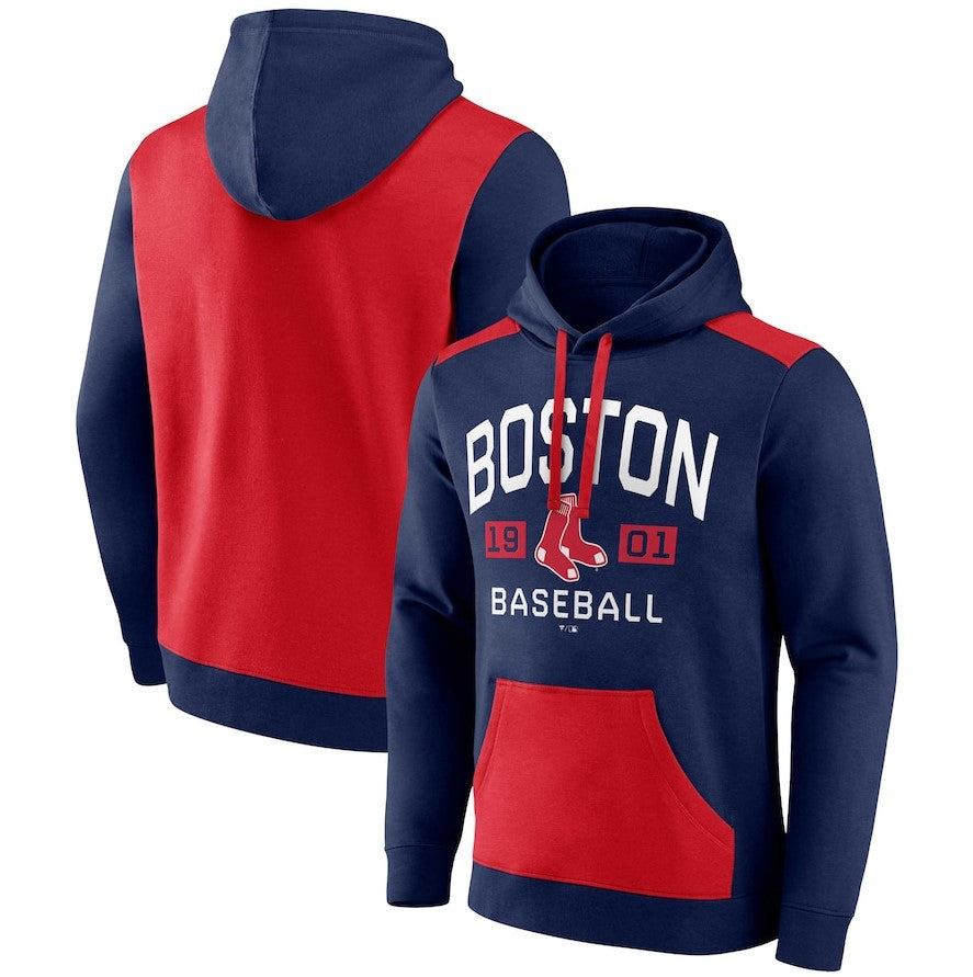 Boston Red Sox Navy/Red Chip In Pullover Hoodie - Dynasty Sports & Framing 