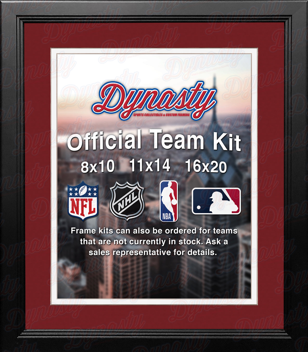 MLB Baseball Photo Picture Frame Kit - Cleveland Indians (Red Matting, White Trim) - Dynasty Sports & Framing 