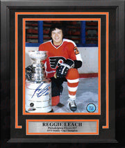Reggie Leach Philadelphia Flyers Stanley Cup Autographed NHL Hockey 8" x 10" Framed and Matted Photo - Dynasty Sports & Framing 