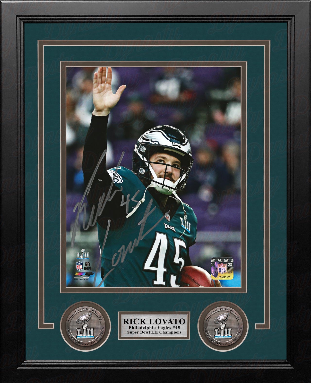 Rick Lovato Autographed Philadelphia Eagles Super Bowl LII 8" x 10" Framed Football Photo - Dynasty Sports & Framing 