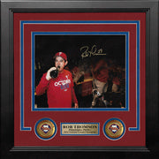 Rob Thomson 2022 NL Champions Locker Room Celebration Philadelphia Phillies Autographed Framed Photo - Dynasty Sports & Framing 