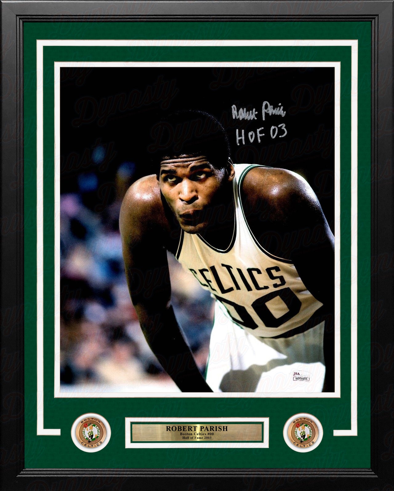 Robert Parish Boston Celtics Autographed 11" x 14" Framed Basketball Photo Inscribed Hall of Fame - Dynasty Sports & Framing 