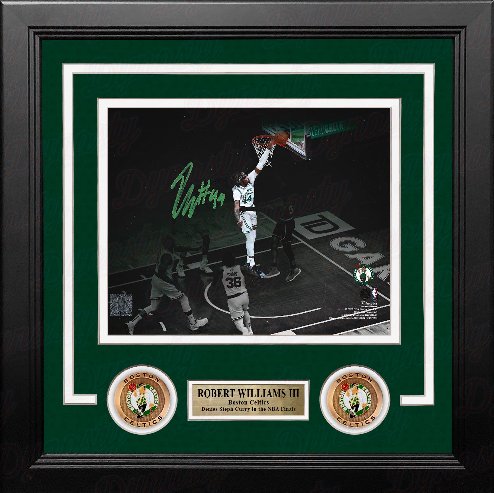 Robert Williams III Blocks Steph Curry Boston Celtics Autographed Framed Basketball Photo - Dynasty Sports & Framing 