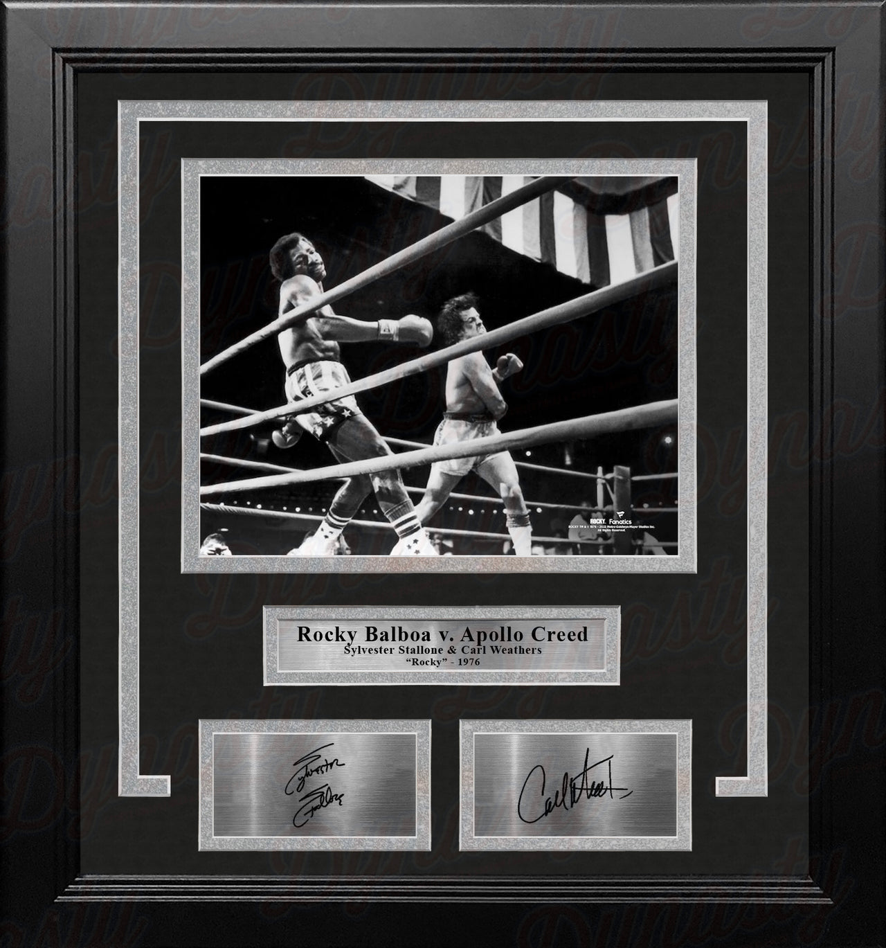 Rocky Balboa v. Apollo Creed 8" x 10" Framed Movie Photo with Engraved Autographs - Dynasty Sports & Framing 