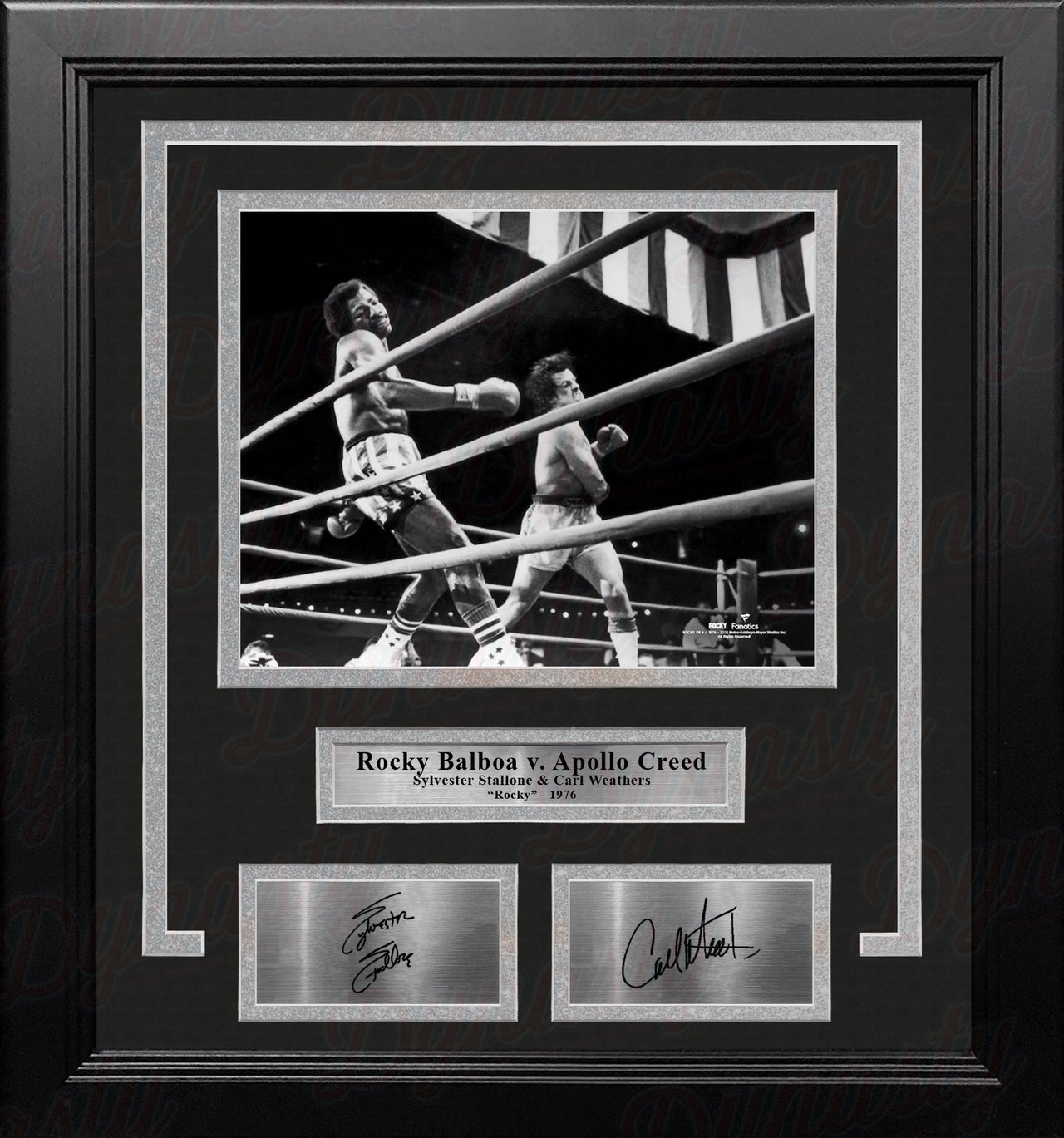 Rocky Balboa v. Apollo Creed 8" x 10" Framed Movie Photo with Engraved Autographs - Dynasty Sports & Framing