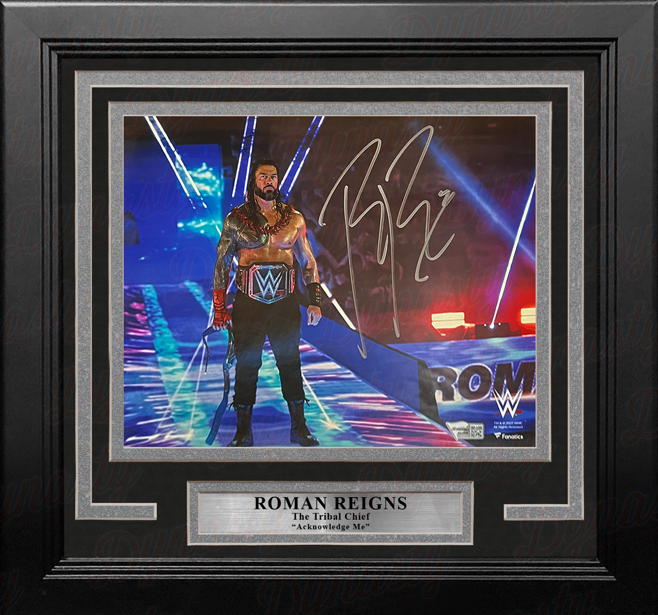 Roman Reigns Tribal Chief Entrance Autographed Framed WWE Wrestling Photo - Dynasty Sports & Framing 