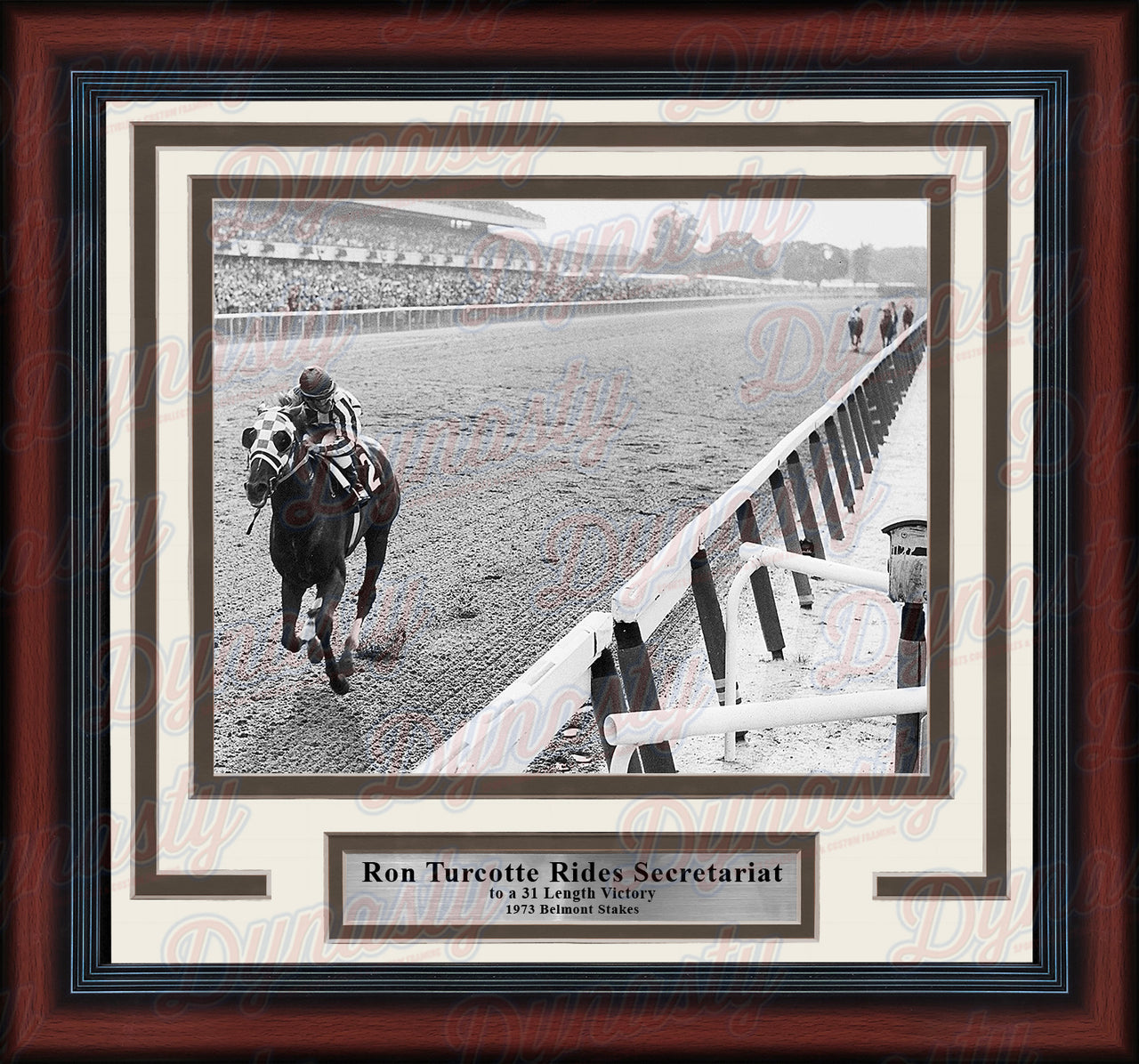 Ron Turcotte Riding Secretariat at the 1973 Belmont Stakes Framed Horse Racing Photo - Dynasty Sports & Framing 