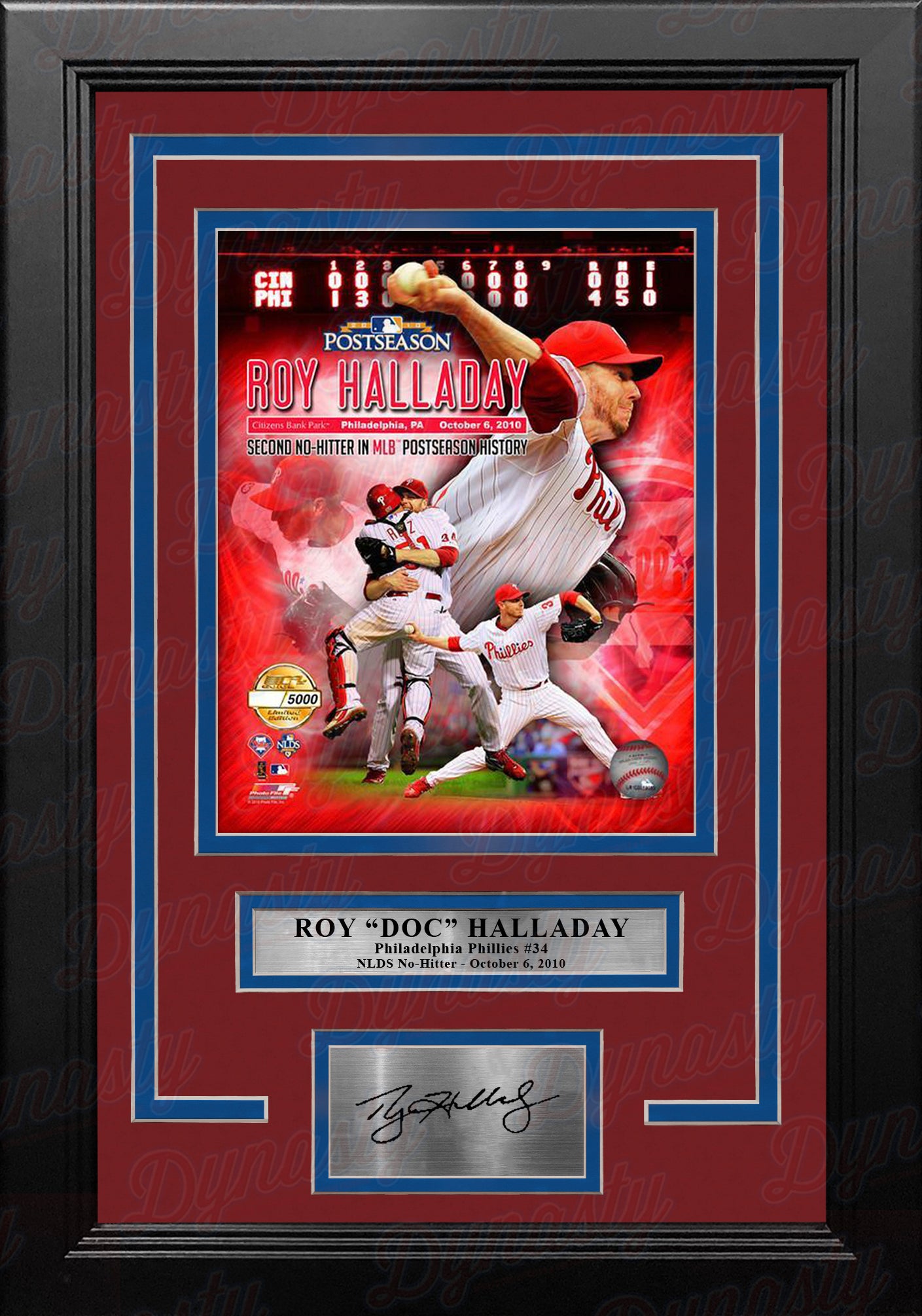 Roy Halladay Philadelphia Phillies No Hitter Collage 8" x 10" Framed Photo with Engraved Autograph - Dynasty Sports & Framing 