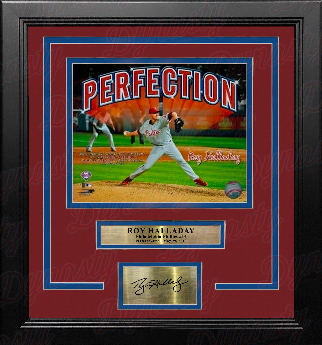 Roy Halladay Perfection Philadelphia Phillies 8" x 10" Framed Baseball Photo with Engraved Autograph - Dynasty Sports & Framing 