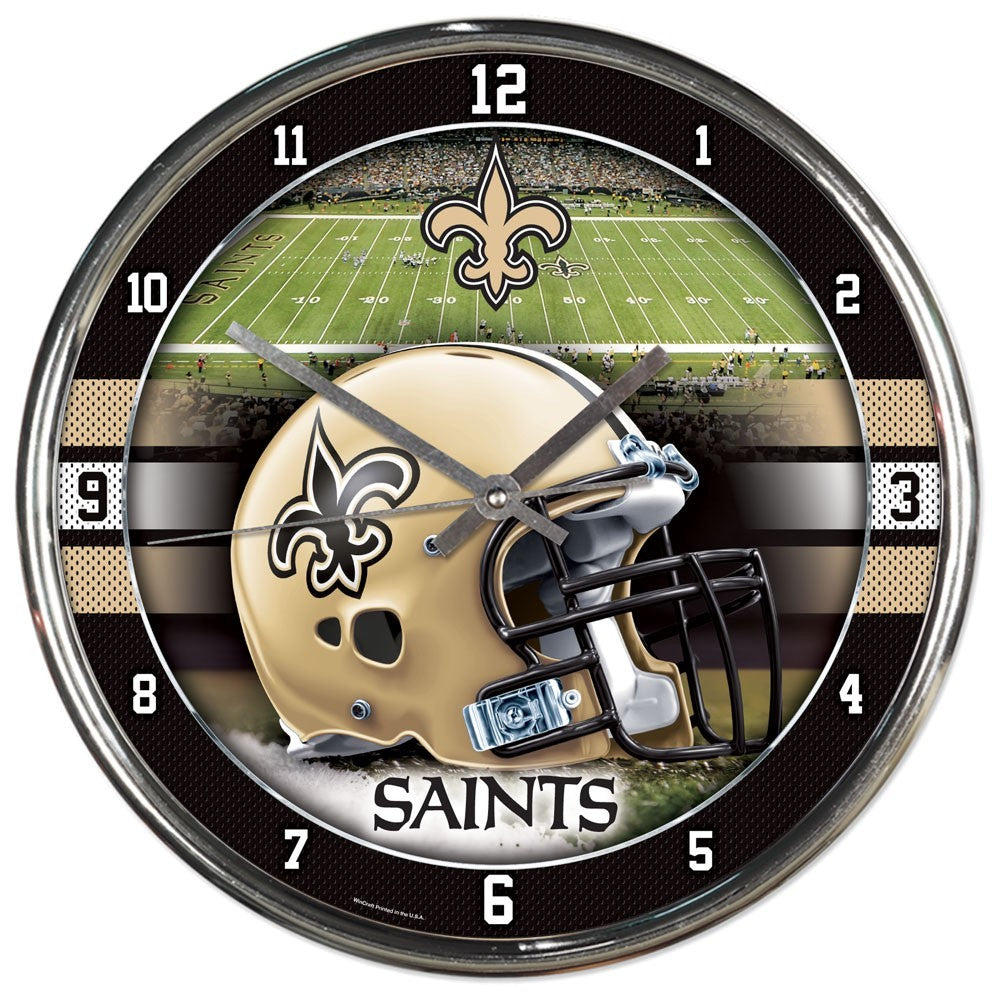 New Orleans Saints Round Chrome Clock - Dynasty Sports & Framing 