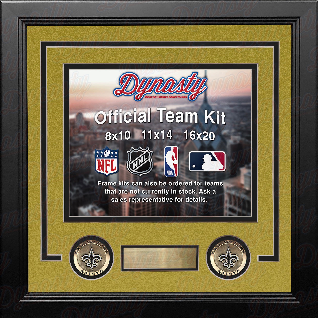 New Orleans Saints Custom NFL Football 8x10 Picture Frame Kit (Multiple Colors) - Dynasty Sports & Framing 