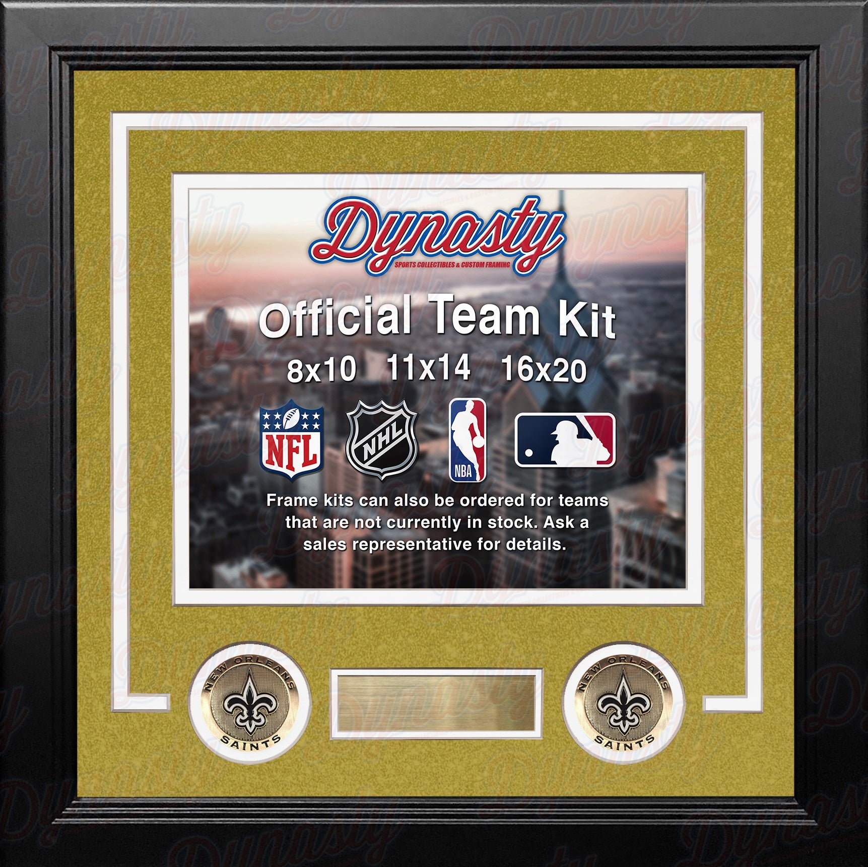 New Orleans Saints Custom NFL Football 11x14 Picture Frame Kit (Multiple Colors) - Dynasty Sports & Framing 