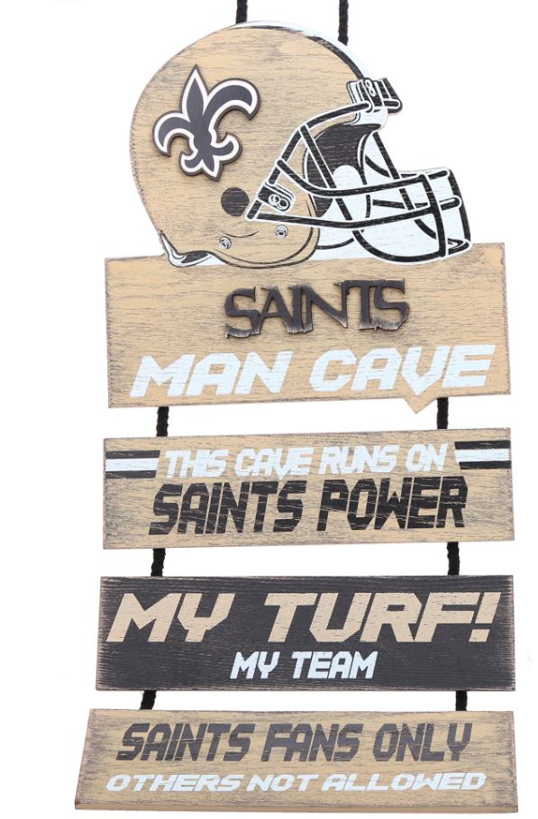 New Orleans Saints NFL Football Wooden Helmet Man Cave Dangle Sign - Dynasty Sports & Framing 