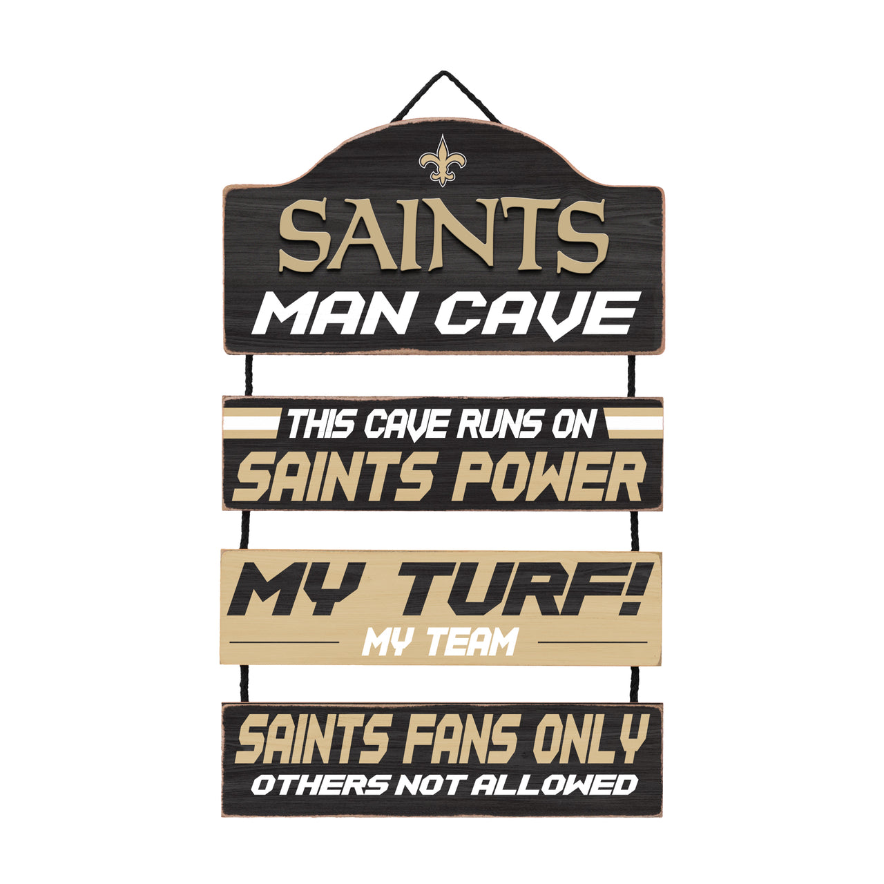 New Orleans Saints Wooden Man Cave Dangle Sign - Dynasty Sports & Framing 