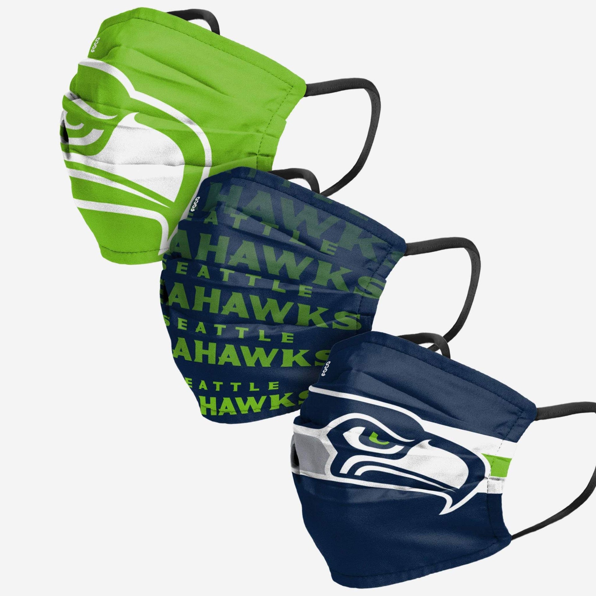 Seattle Seahawks 3-Pack Match Day Face Mask Covers - Dynasty Sports & Framing 