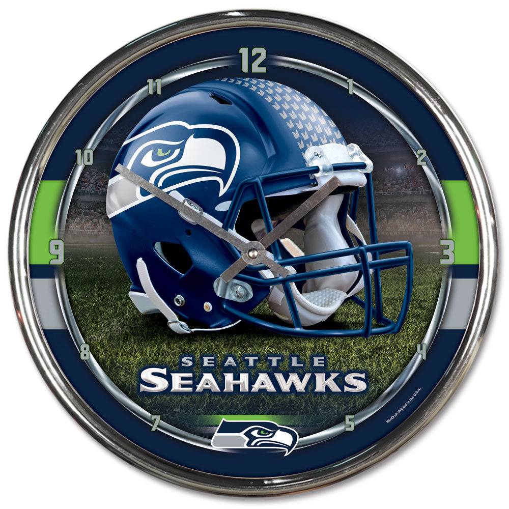 Seattle Seahawks Round Chrome Clock - Dynasty Sports & Framing 