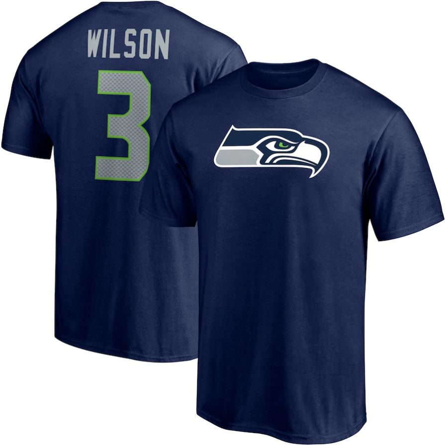 Russell Wilson Seattle Seahawks Name & Number T-Shirt - Dynasty Sports & Framing 
