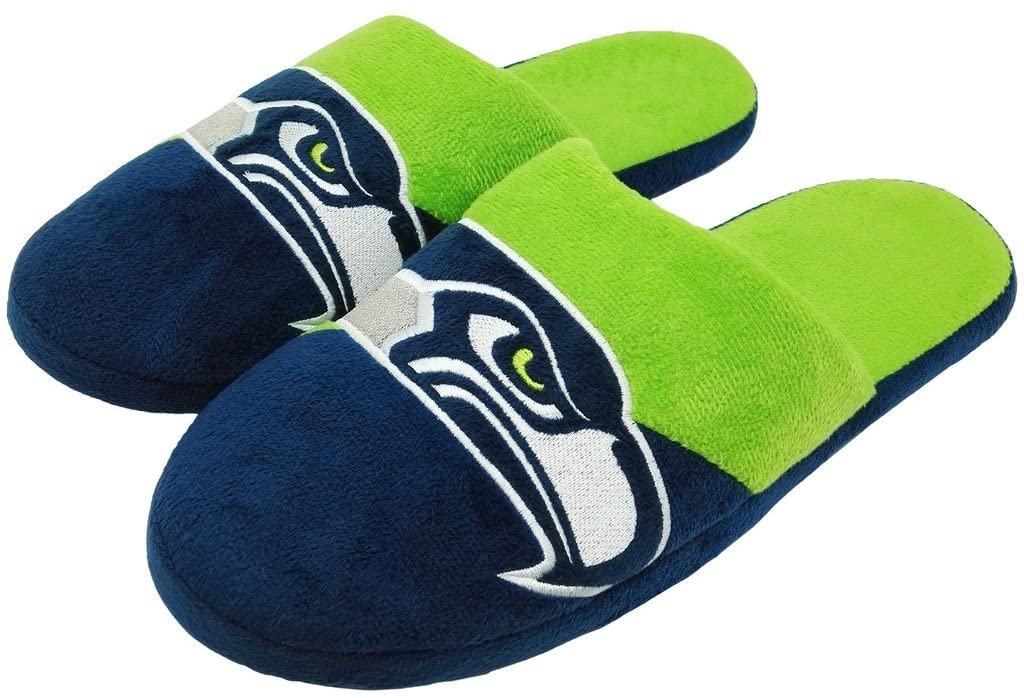 Seattle Seahawks Colorblock Big Logo Slippers - Dynasty Sports & Framing 