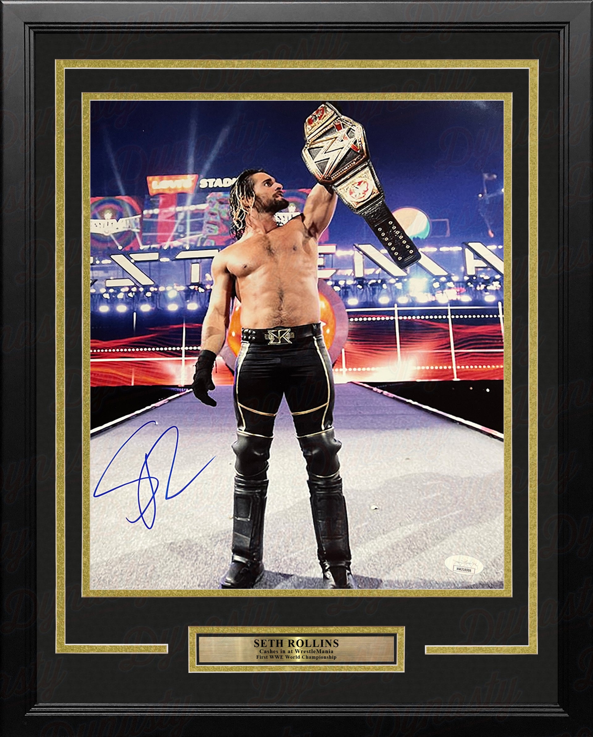 Seth Rollins Money-in-the-Bank Championship Cash-in Autographed Framed WWE Wrestling Photo - Dynasty Sports & Framing 