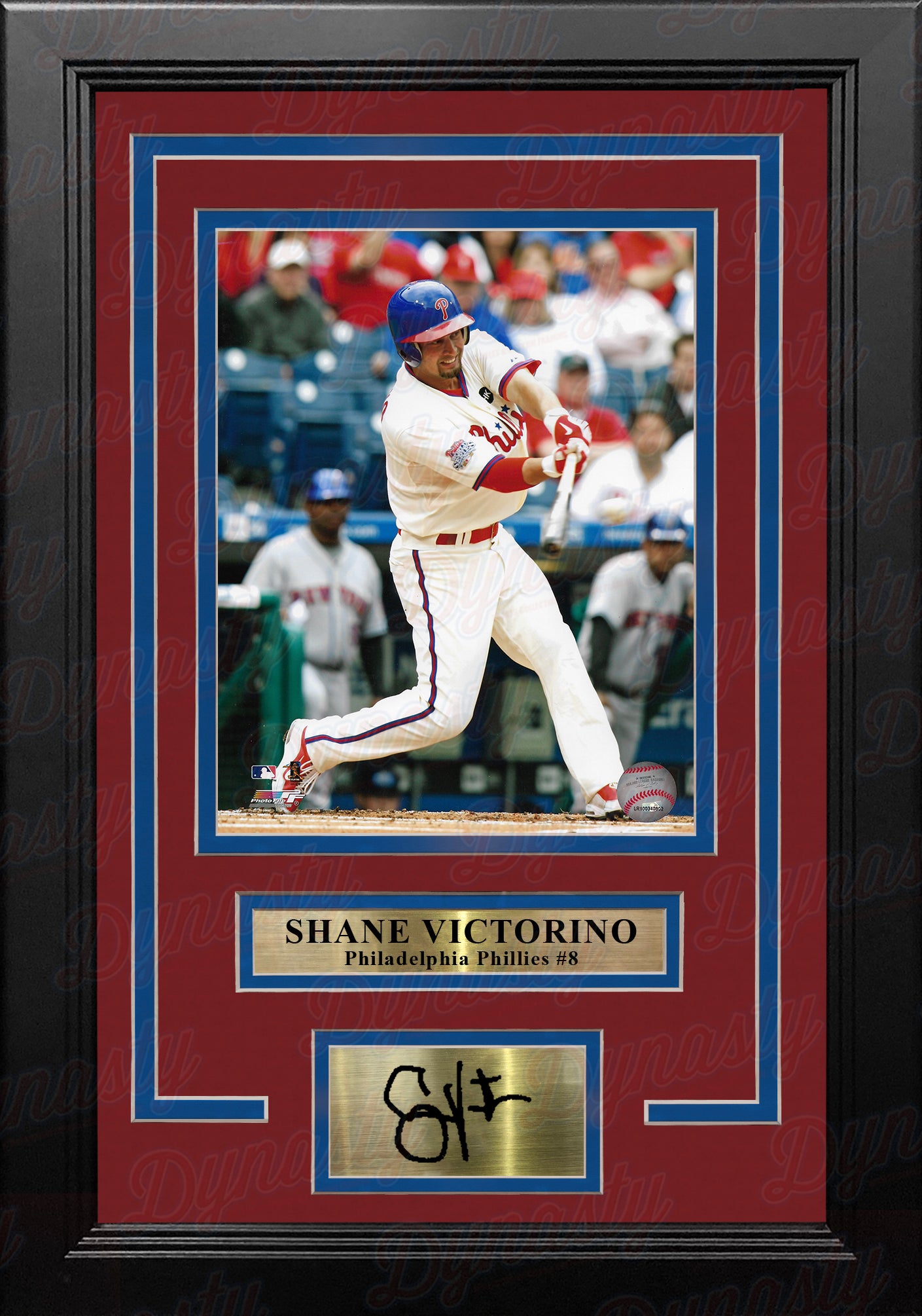 Shane Victorino in Action Philadelphia Phillies 8" x 10" Framed Baseball Photo with Engraved Autograph - Dynasty Sports & Framing 