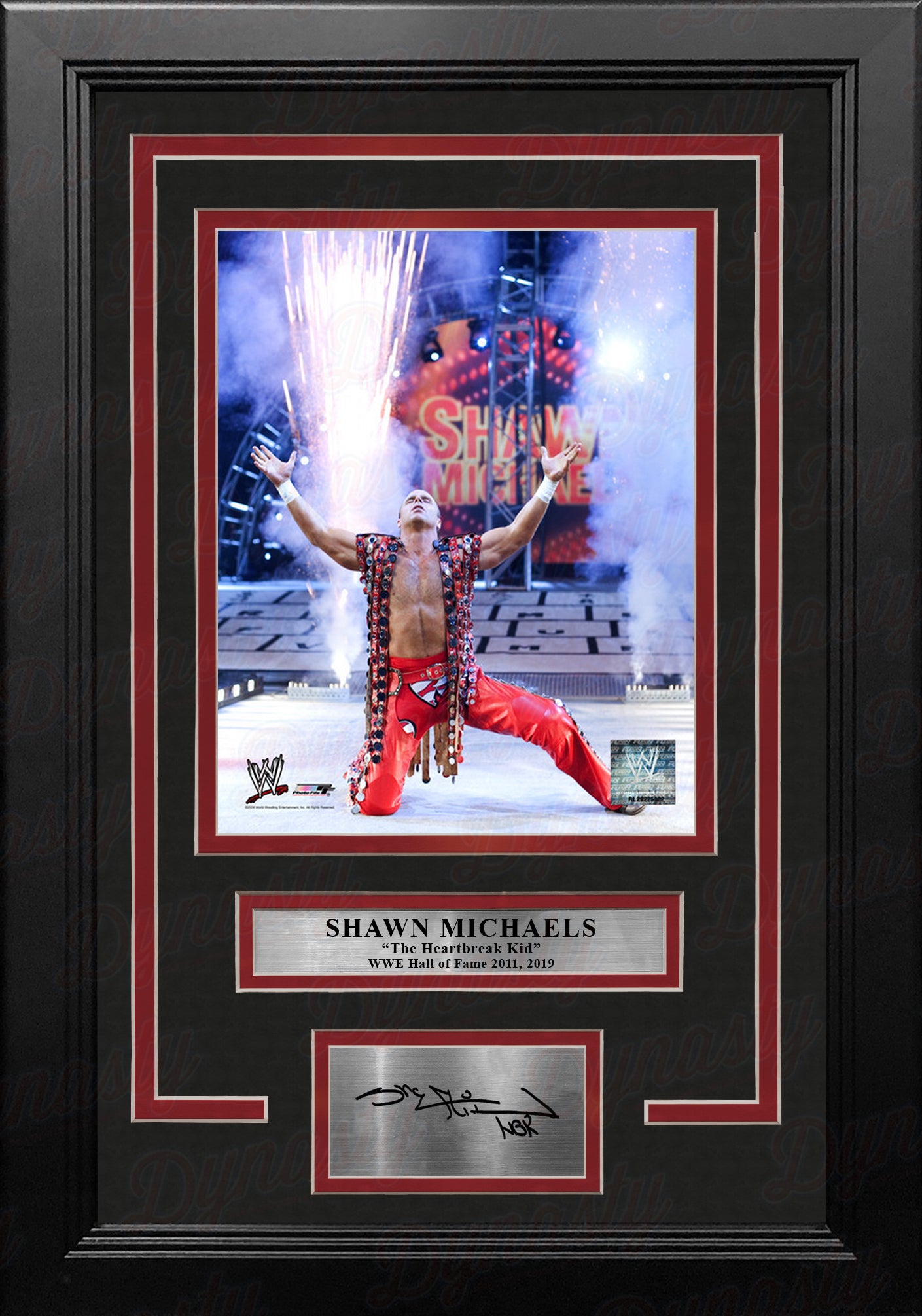Shawn Michaels Pyro Entrance 8" x 10" Framed WWE Wrestling Photo with Engraved Autograph - Dynasty Sports & Framing 