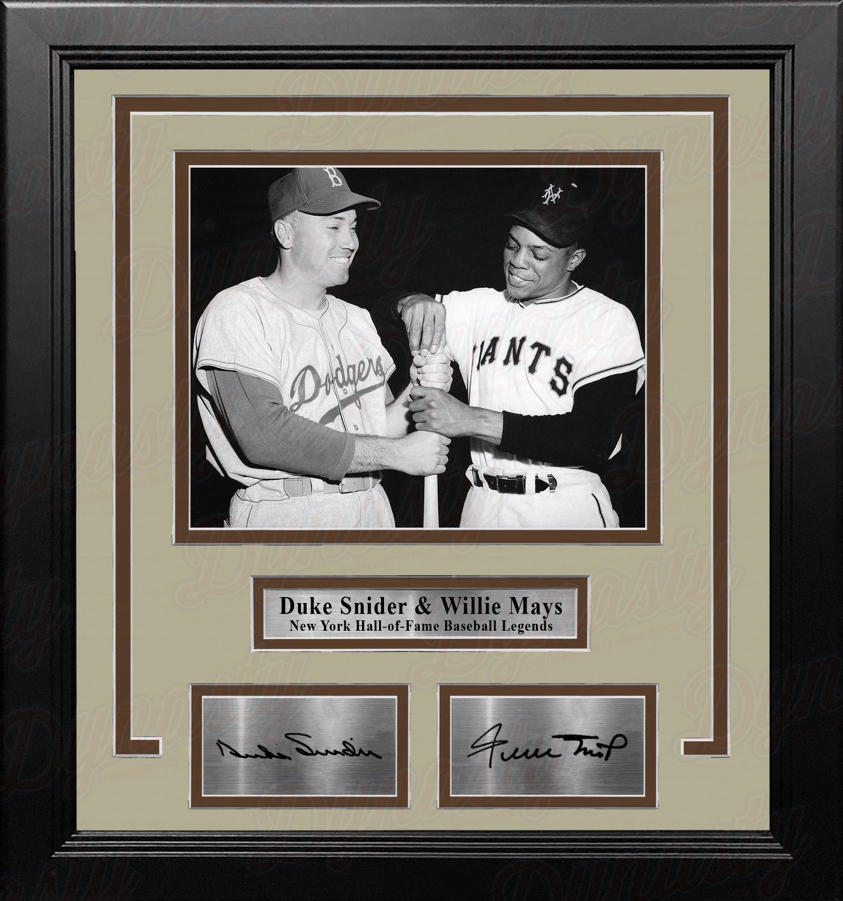 Duke Snider and Willie Mays 8x10 Framed New York Baseball Photo with Engraved Autographs - Dynasty Sports & Framing 
