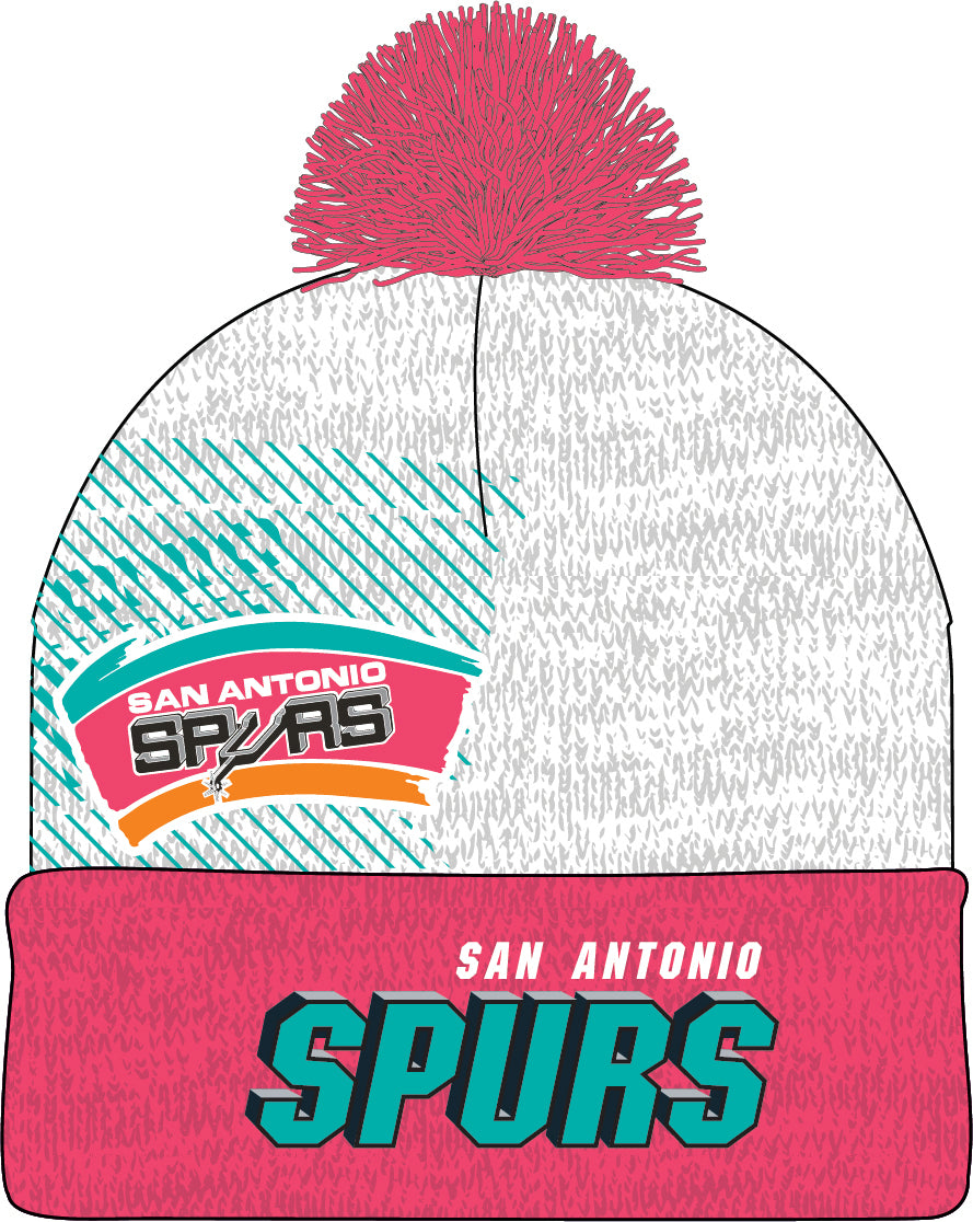 San Antonio Spurs Mitchell & Ness Gray Hardwood Classics Draft Cuffed Knit Hat with Pom - Dynasty Sports & Framing 