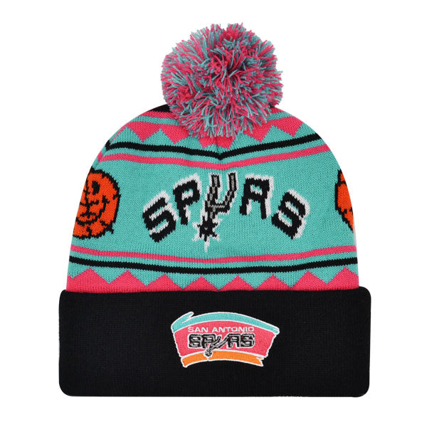 San Antonio Spurs Mitchell & Ness Hardwood Classics Team Isle Pom Knit Hat - Dynasty Sports & Framing 