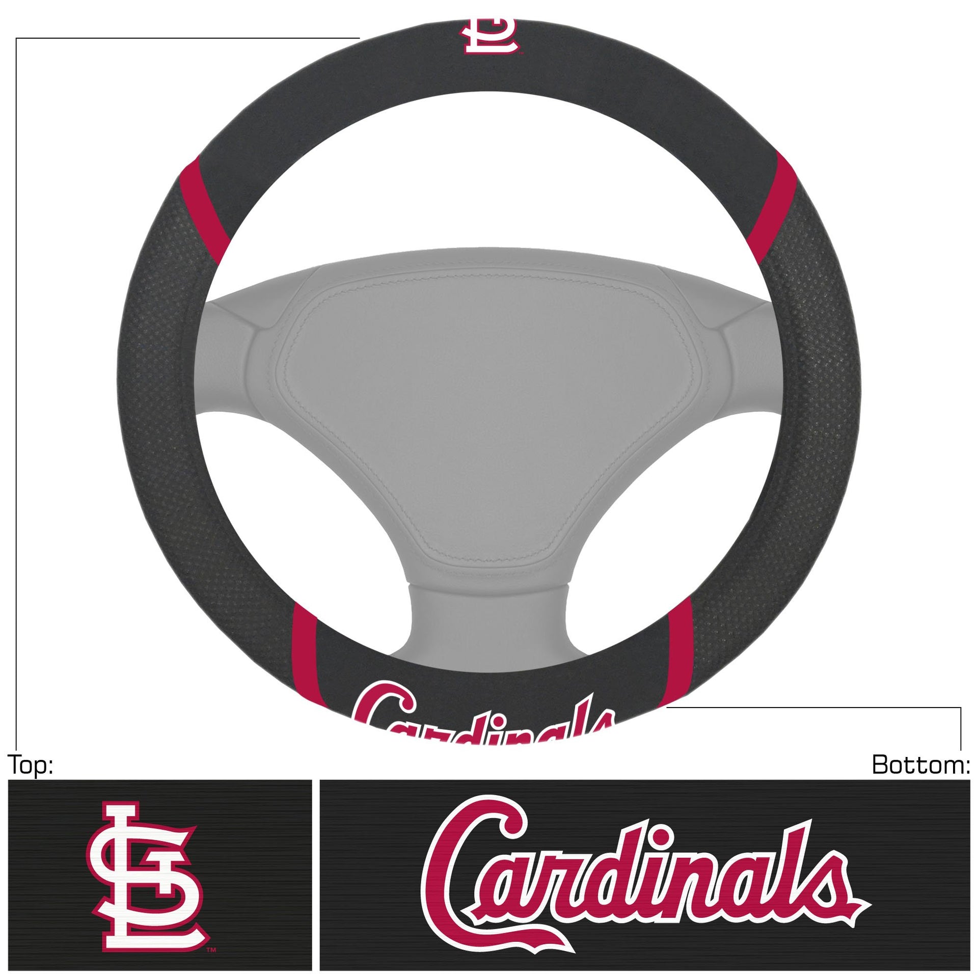 St. Louis Cardinals Deluxe Baseball Steering Wheel Cover - Dynasty Sports & Framing 