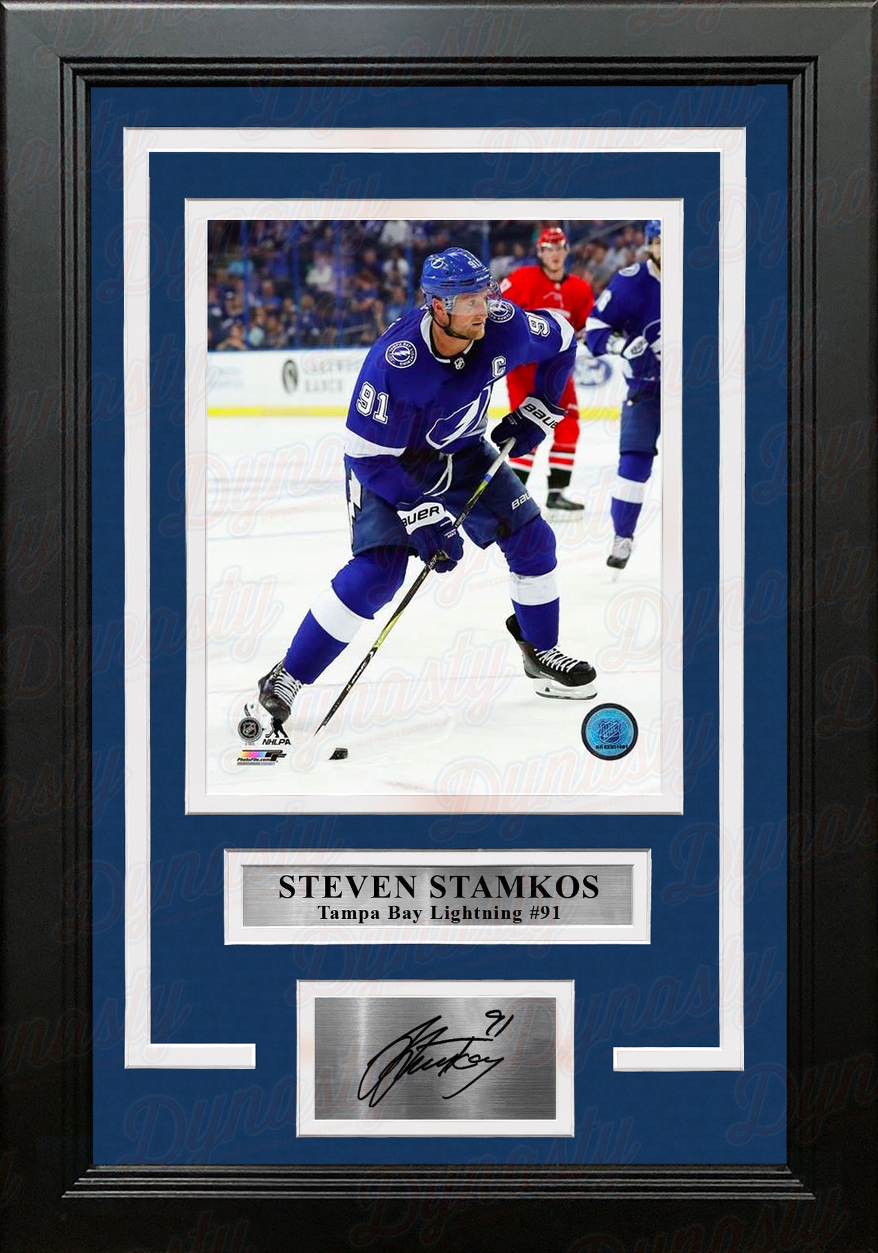 Steven Stamkos in Action Tampa Bay Lightning 8" x 10" Framed Hockey Photo with Engraved Autograph - Dynasty Sports & Framing 
