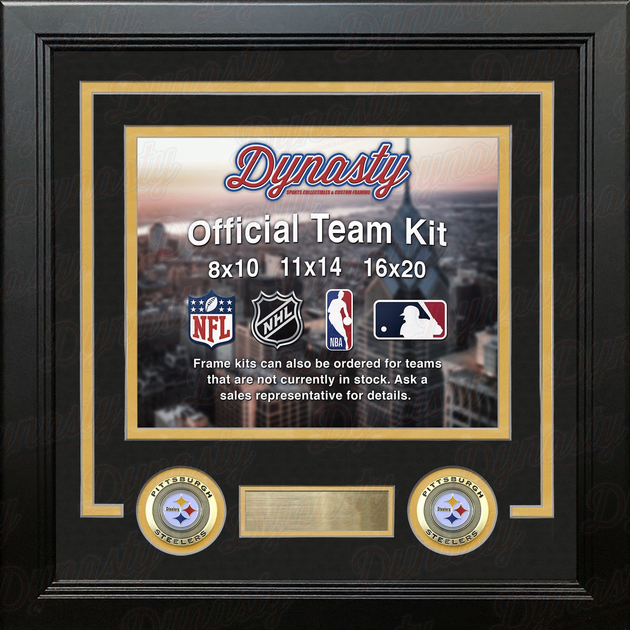 Pittsburgh Steelers Custom NFL Football 11x14 Picture Frame Kit (Multiple Colors) - Dynasty Sports & Framing 