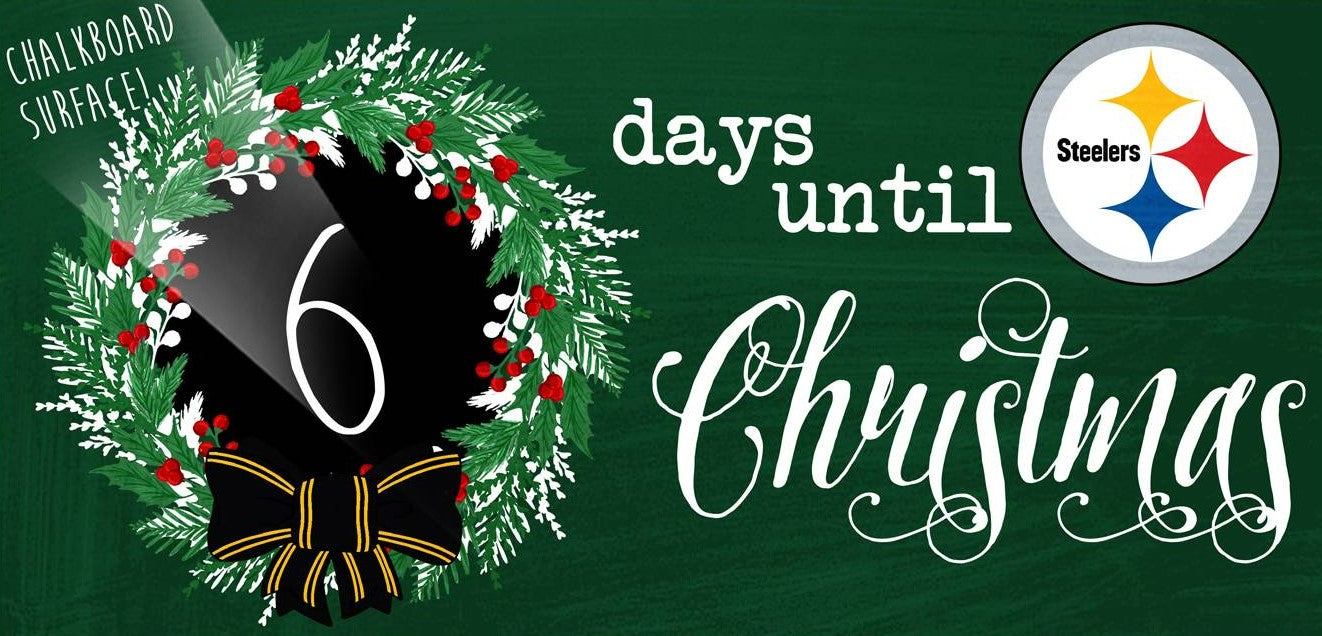 Pittsburgh Steelers 6'' x 12'' Days Until Christmas Wood Sign - Dynasty Sports & Framing 