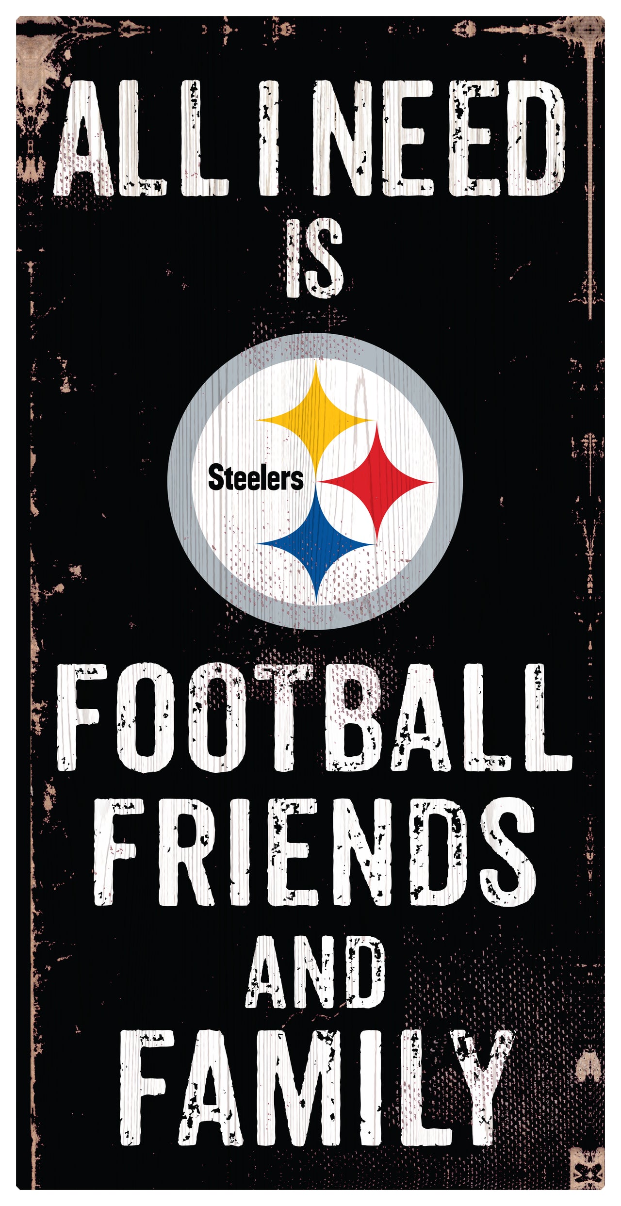 Pittsburgh Steelers Football, Friends, & Family Wood Sign - Dynasty Sports & Framing 